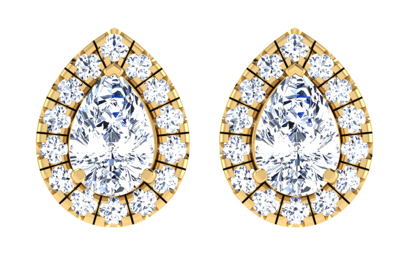 Pear shape halo studs