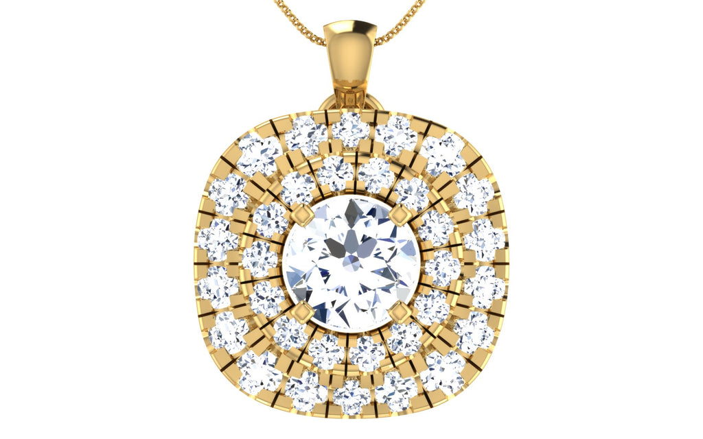 Classic double halo cushion cut pendant