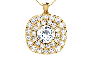 Classic double halo cushion cut pendant